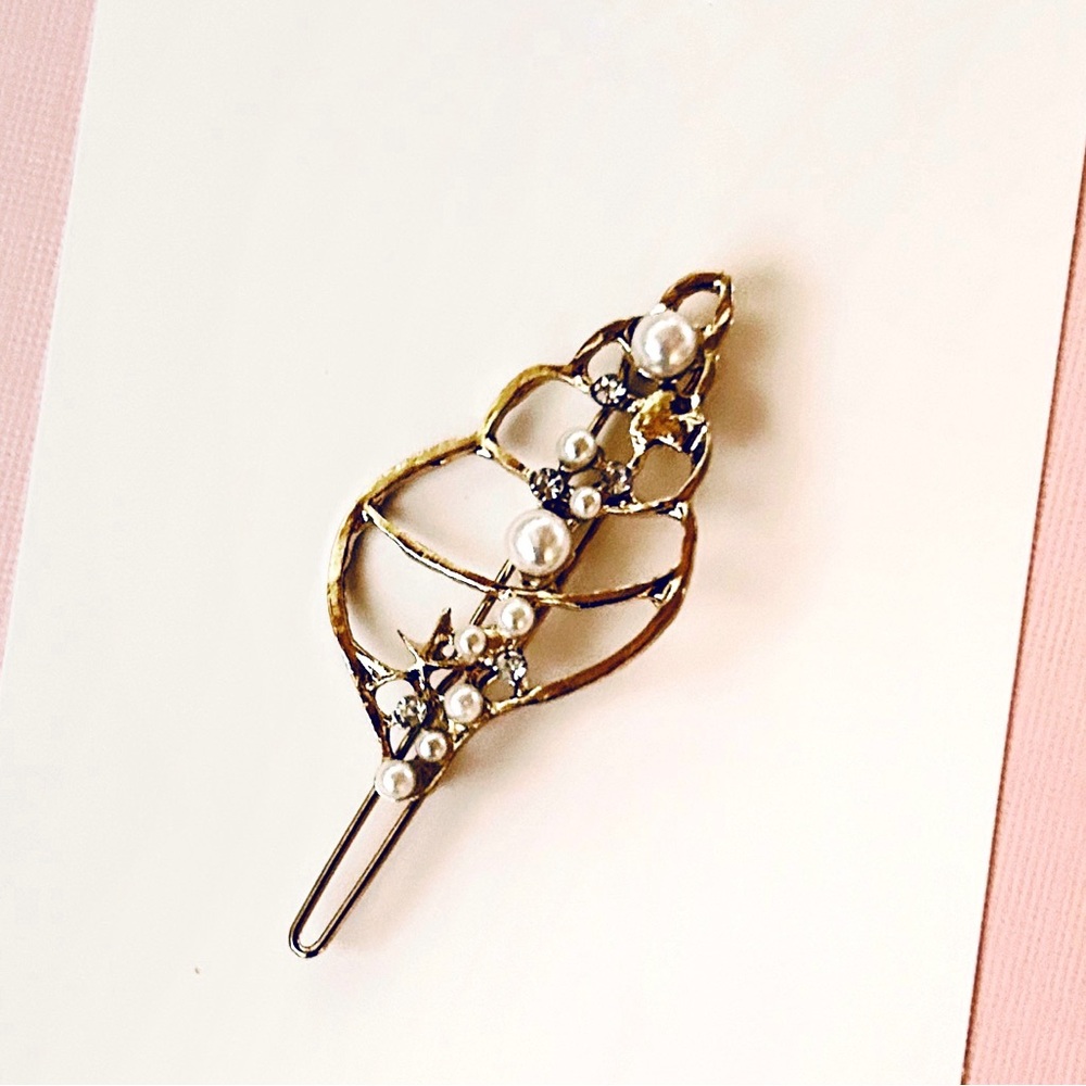 Gold Seashell Barrette Hair Clip Beach Vibes Hair Accessories and Gift
